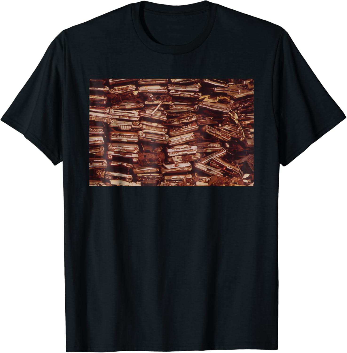 Junkyard T Shirt Stacked Cars in a Junk Yard Scrapper